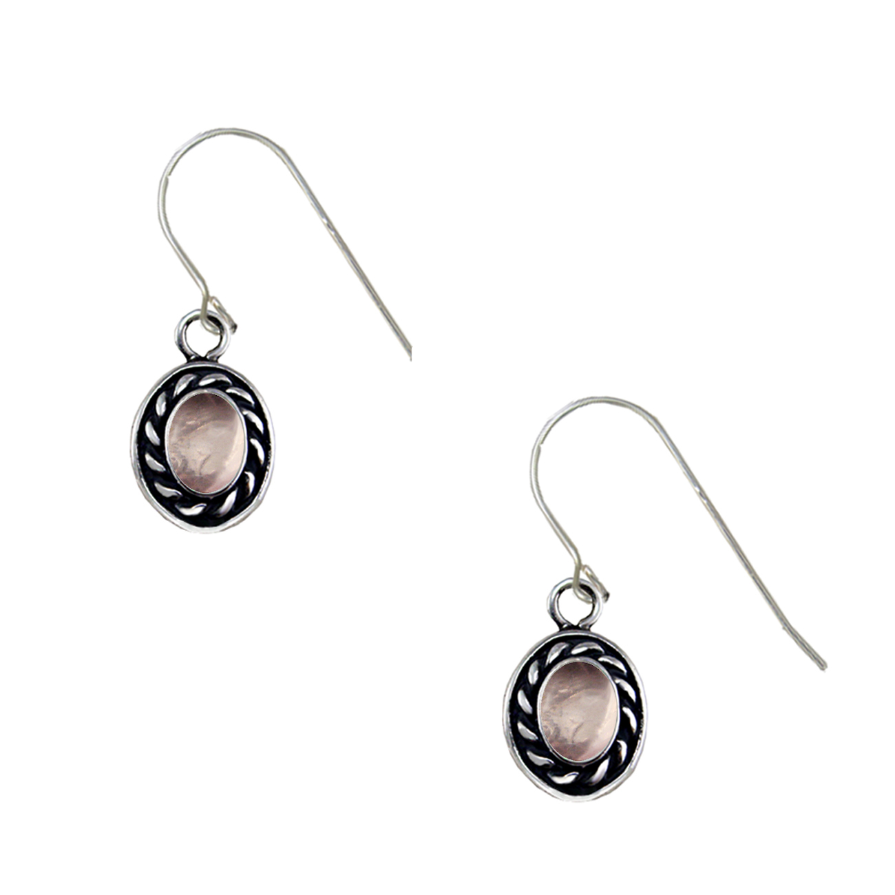 Sterling Silver Little Rose Quartz Post Stud Gemstone Drop Dangle Earrings